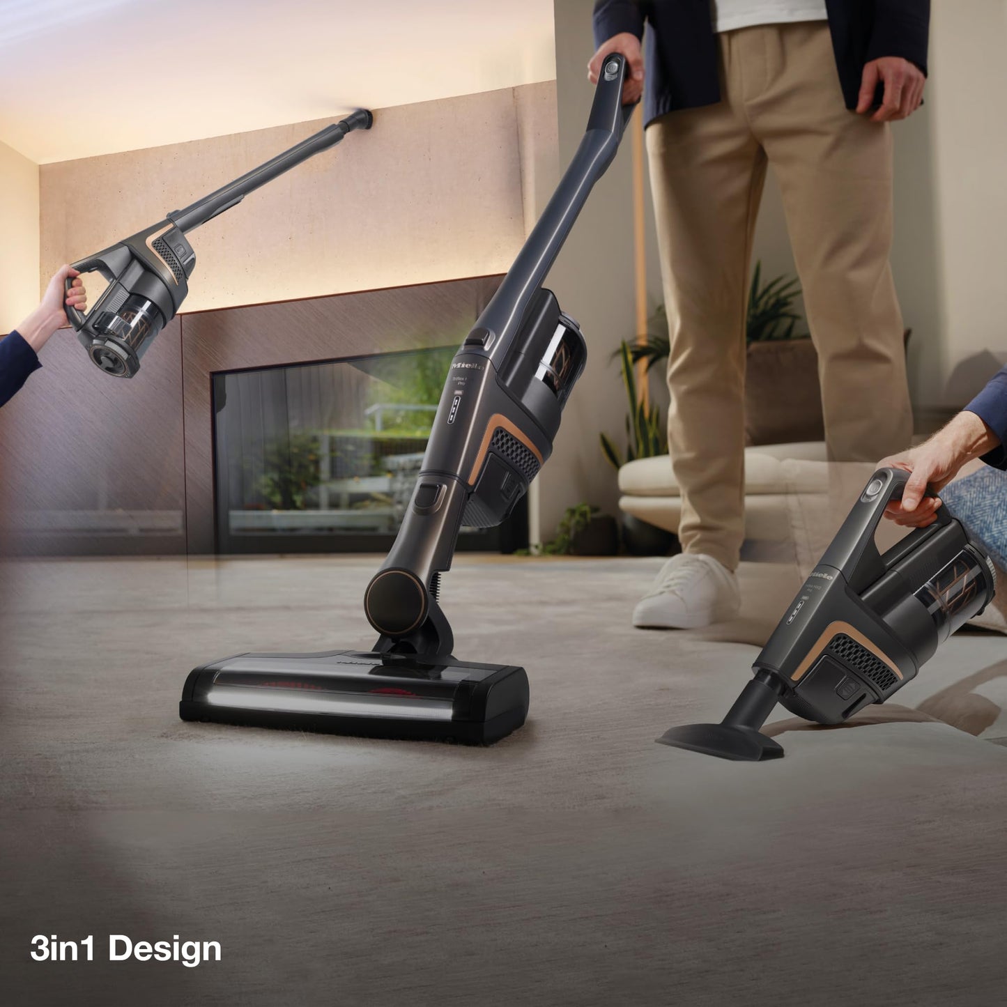 Miele Triflex HX2 Pro Self-Standing Cordless Stick Vacuum Cleaner, 120 min runtime, Infinity Grey PearlFinish / Rose Gold